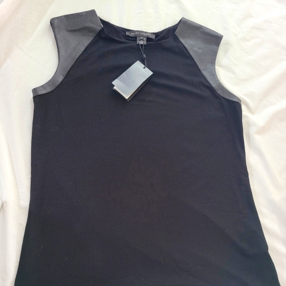 Ralph Lauren Black Label Tops - Ralph Lauren Black Label Leather Shoulder Tank